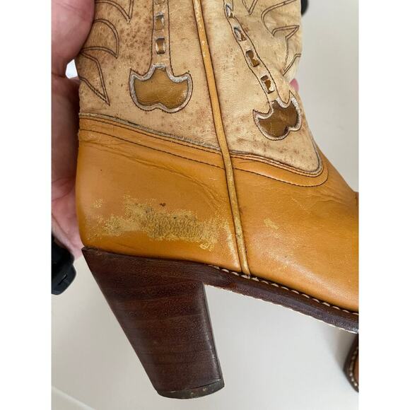 42 Street Vintage Cognac Heeled Cowboy Boots - Size 6.5 - Picture 4 of 9
